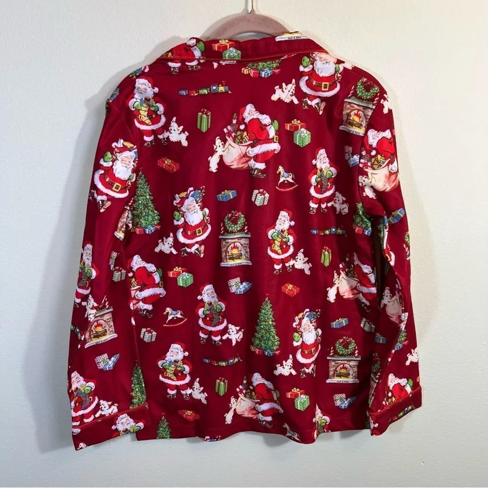 Nick‎ & Nora Kid’s Red Santa Flannel Pajama Top 14 NWT